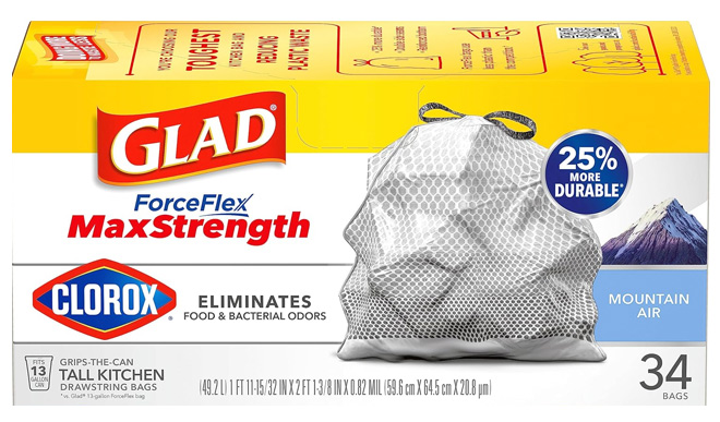 Glad ForceFlex MaxStrength 13-Gallon Trash Bags 34-Count