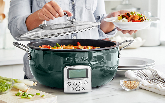 GreenPan Elite 6 Quart Electric Multi Pot on Kitchen Counter 2