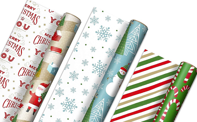 Hallmark Reversible Christmas Wrapping Paper 3-Pack