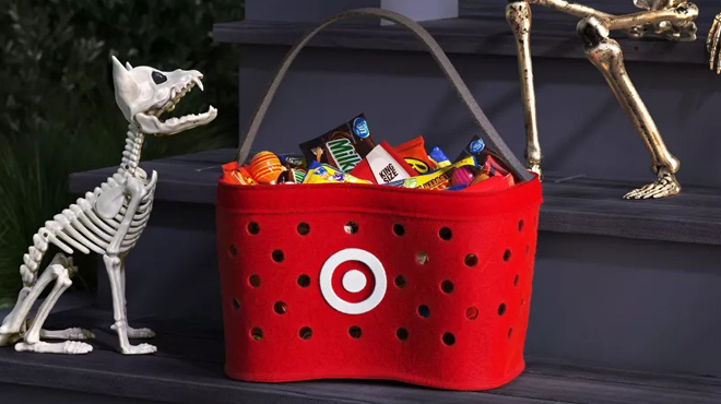 Halloween Target Basket Trick or Treat Pail filled up with Candies