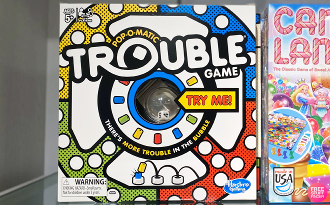 Hasbro Gaming Trouble Board Game on Store Shelf