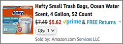 Hefty 52 Count Small Trash Bags Ocean Water Scent Checkout Screenshot