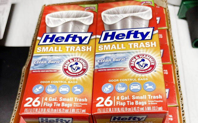  Hefty Small Garbage Bags, Flap Tie, Clean Burst Scent