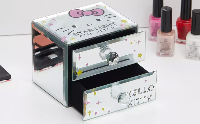 Hello Kitty Mirrored Jewelry Box on a Table