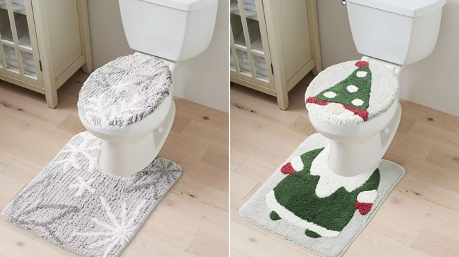 Holiday Bath Rug Sets Snowflake and Gnome