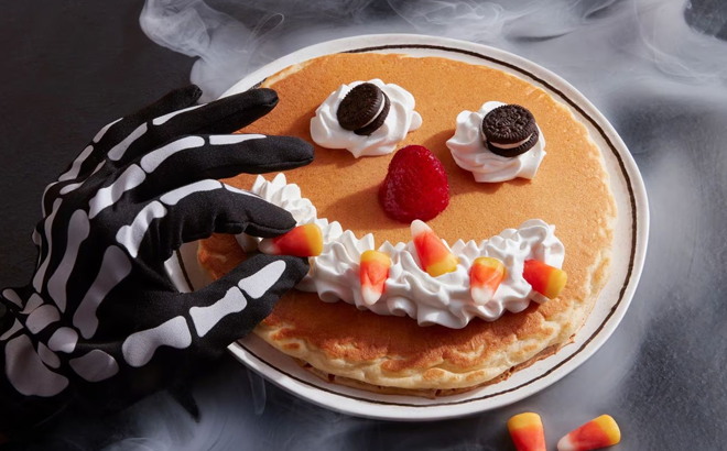 IHOP Scary Face Pancake on a Table