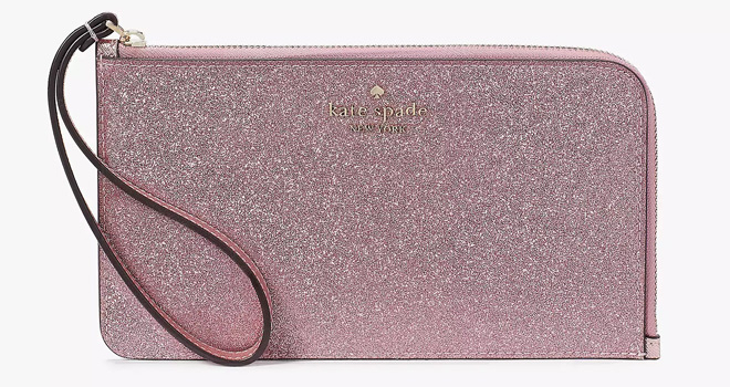 Kate Spade Womans Lucy Glitter Medium L Zip Wristlet in Pink fotor 20231020102054