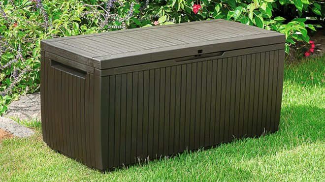 Keter Springwood Patio Outdoor 80 Gallon Deck Box