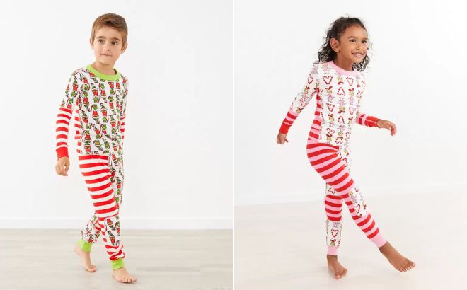 Kids are Wearing Dr Seuss Grinch Long John Pajama Set