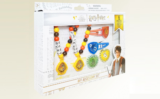 LUV HER Harry Potter Girls BFF 6 Piece Toy Jewelry Box Set Rings Bead Bracelets and Snap Hair Clips