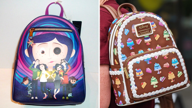 Loungefly Caroline Backpack on the Left Loungefly Disney Backpack on the Right