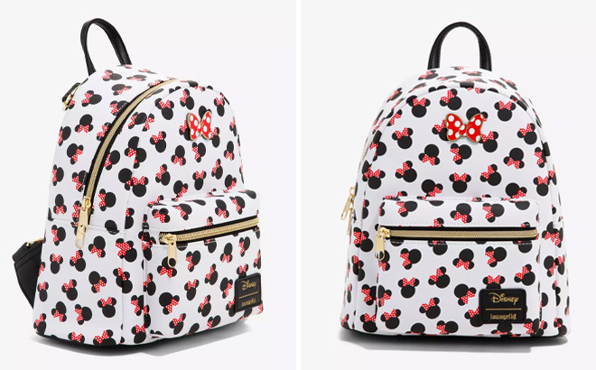 Loungefly Disney Minnie Mouse Mini Backpack on a Cream Background