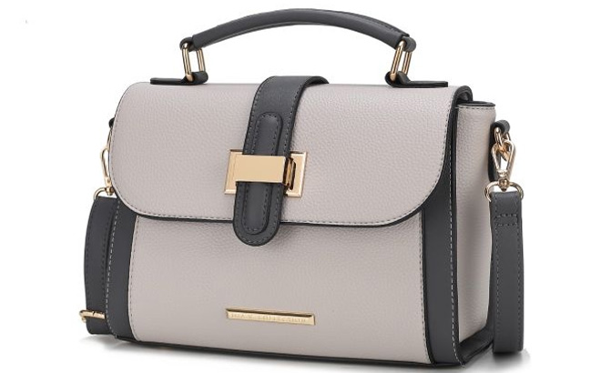 MKF Willa Color Block Vegan Leather Womens Shoulder Bag in Light Gray Color