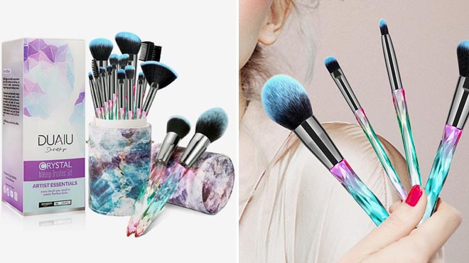 Makeup Brush Crystal Handle 15 Piece Set