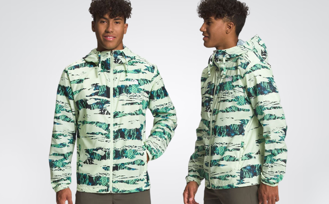 Man Wearing The North Face Printed Cyclone Jacket 3 from Different Angles