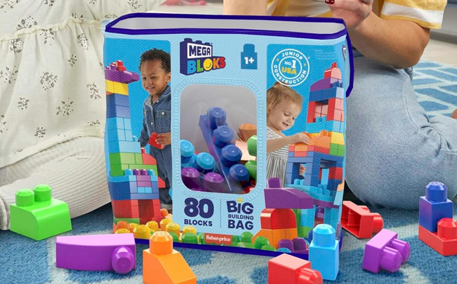 Mega Bloks 80 Piece Blue Building Bag