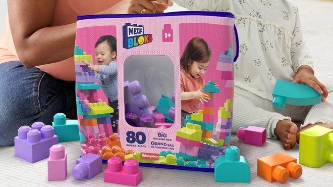 Mega Bloks 80 Piece Building Bag Pink