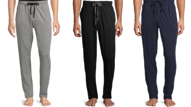 Men Wearing Solid Knit Pajama Pants