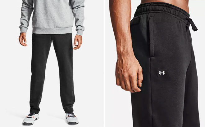 Mens UA Rival Fleece Pants Black