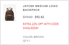 Michael Kors Jaycee Medium Logo Backpack Checkout Screenshot