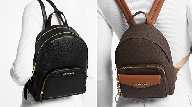 Michael Kors Jaycee Medium Pebbled Leather Backpack and Maisie Extra Small Logo 2 in 1 Backpack