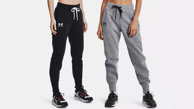 Models Wearing Under Armour Joggers in Grey and Black