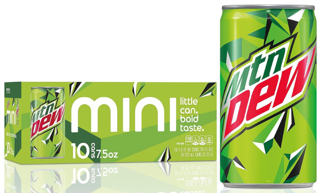 Mountain Dew Soda 10 Pack Mini Cans