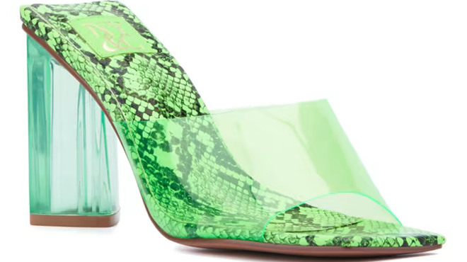 New York Co Snake Print Lucite Mule