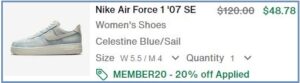 Nike Air Force 1 07 SE Shoes Checkout Summary