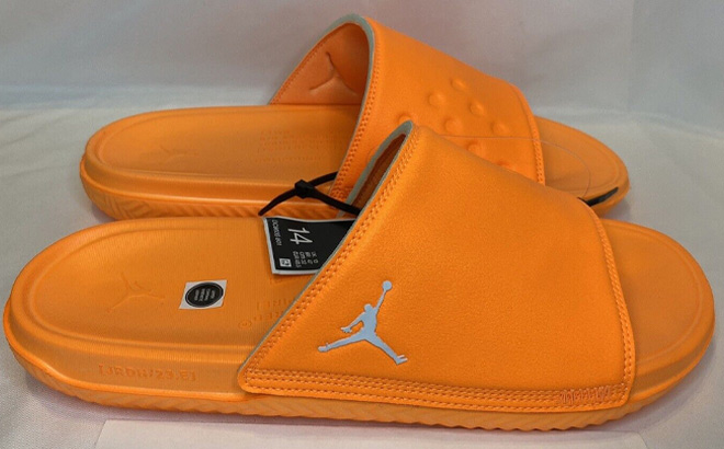 Nike Jordan Play Mens Slides in Bright Citrus Color