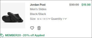 Nike Jordan Post Mens Slides in Black Color at Checkout