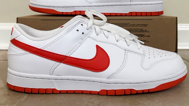 Nike Mens Dunk Low Retro Shoes in Picante Red Color