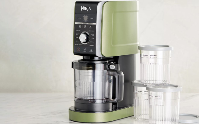 Ninja Creami Olive Frozen Treat Maker on Kitchen Counter