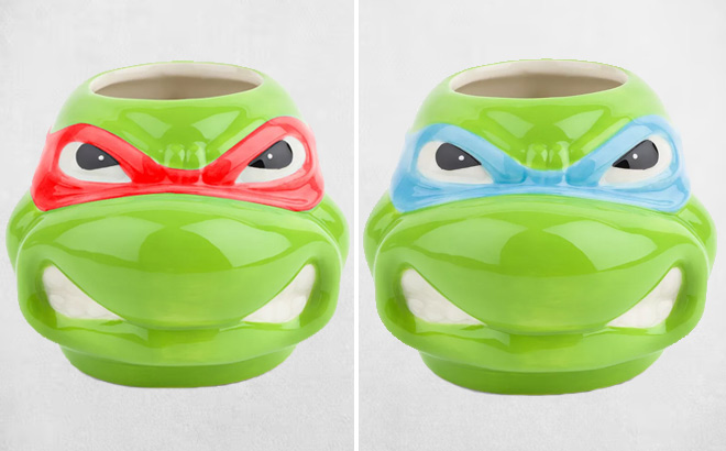 Ninja Turtle Mugs on a Gray Background