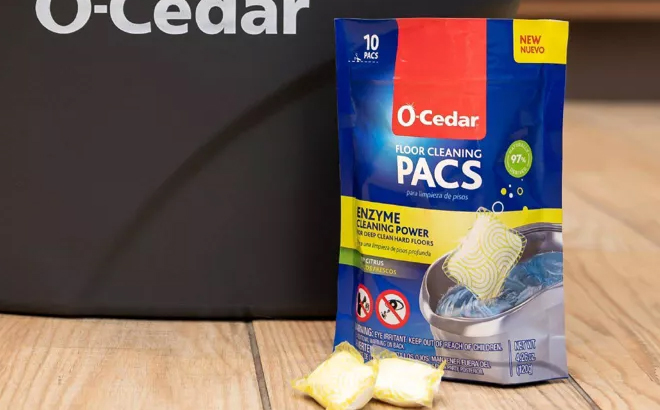 O Cedar Crisp Citrus Pacs Hard Floor Cleaner on the Floor