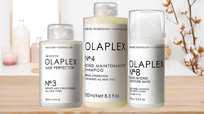 Olaplex Hair Repair 3 Piece Set on a Table