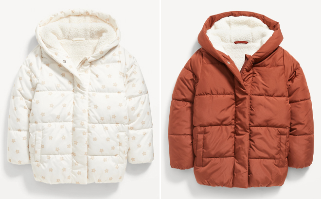 Old Navy Girls Cocoon Sherpa Lined Puffer Jacket