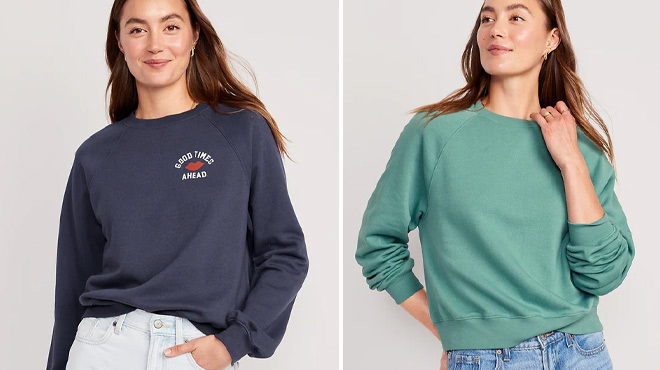 Old Navy Womens Vintage Crew Neck Sweatshirt