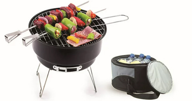 Ozark Trail 10 Inch Portable Camping Charcoal Grill with Cooler Bag