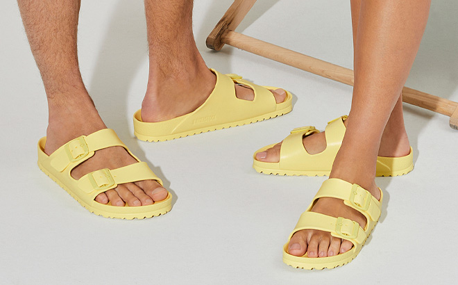 Pair of Birkenstock Womens Arizona EVA Sandals in Yellow