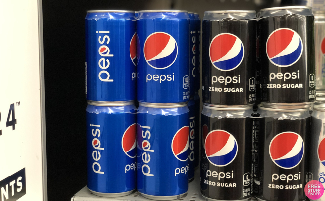 Pepsi Soda Mini Cans on Rack