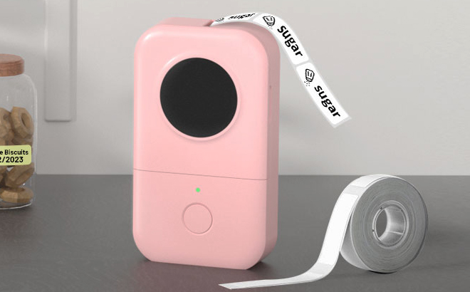 Phomemo Label Maker Machine in Pink Color with Tape