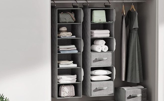 Pipishell Hanging Closet Organizer 6 Shelf in Gray