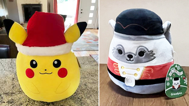 Pokemon Pikachu 14 Inch Squishmallows Holiday Plush and Squishmallows Winter Fox in Nutcracker Outfit Medium Plush