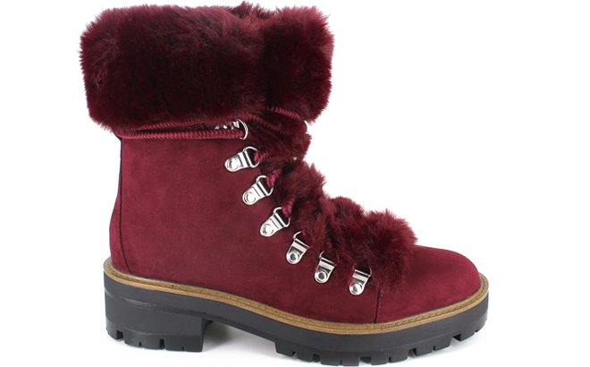 Portland Boot Company Burgundy Faux Fur Hiker Boots