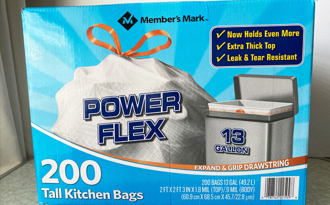 Member's Mark Power Flex 13-Gallon Drawstring Bags 200-Count 