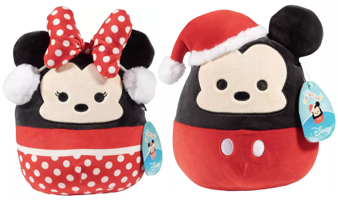 Squishmallows 8 Inch Disney Minnie and Mickey Mouse Christmas Plush