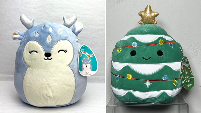 Squishmallows Farryn Purple Fawn with Snowflake Little Plush and Squishmallows Christmas Tree with Snow Little Plush