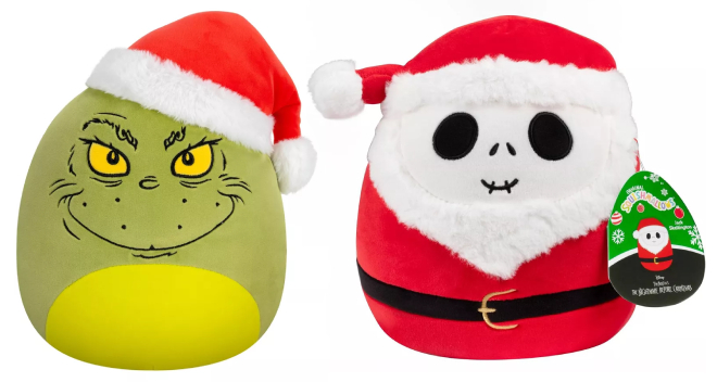 Squishmallows Grinch and Jack Skellington Sandy Claws 8 Inch Holiday Plush