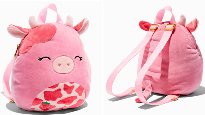 Squishmallows Pink Cow Toy Plush Backpack